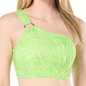 MICHAEL Michael Kors Green Zebra Print Bikini Top, Medium